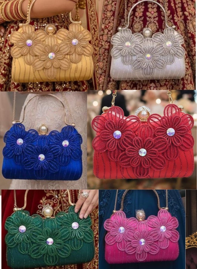 Vision Stone Embellished Evening Clutch for Women | Luxury Crystal Rhinestone Party Handbag | Bridal Wedding Clutch Purse | Formal Dinner & Cocktail Bag. Assorted color (1) pica - Image 1